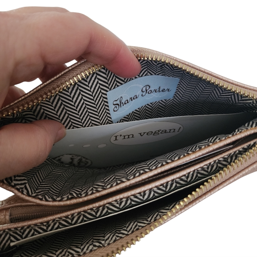 Shara Porter "The Convertible" - Rose Gold (White Print) Clutch Purse NWT - Picture 5 of 10